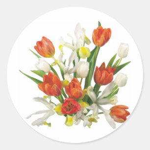 summer bouquet with tulips classic round sticker