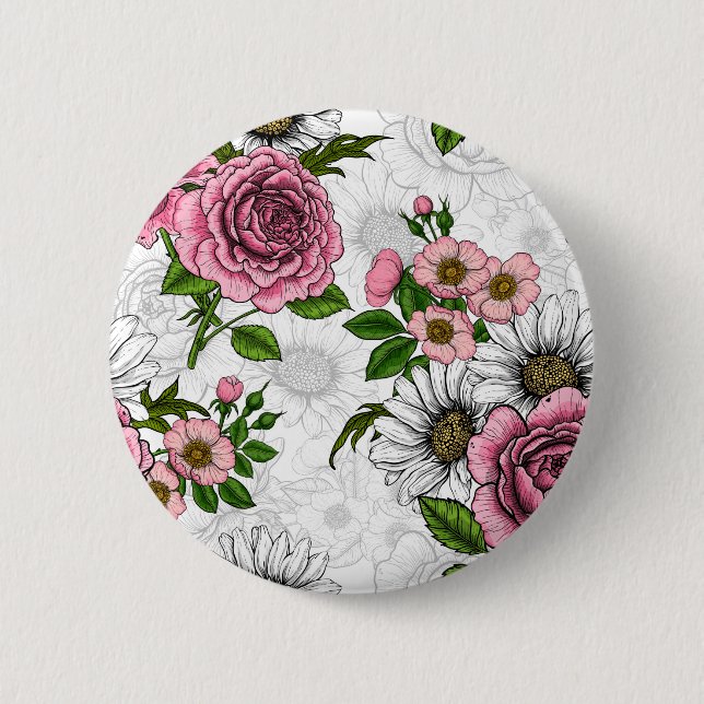 Summer bouquets 6 cm round badge (Front)