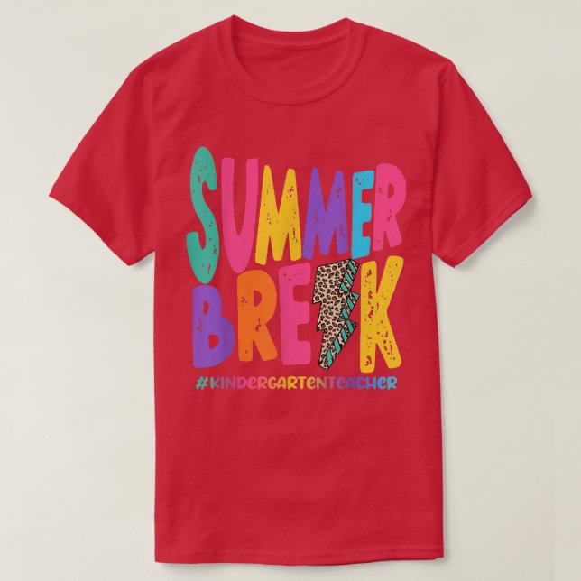 Summer Break - Kindergarten Teacher - SUB Leopard  T-Shirt (Design Front)