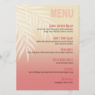 Summer Breeze Beach Dinner Menu   pink