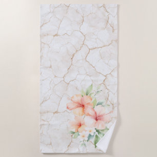 Summer Breeze Blush Peach Hibiscus Beach Towel