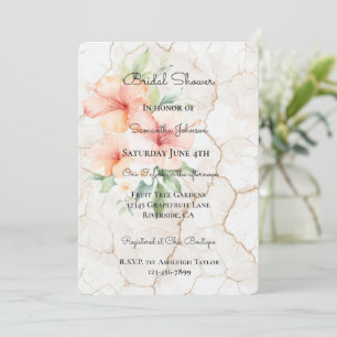 Summer Breeze Blush Peach Hibiscus Bridal Shower Invitation