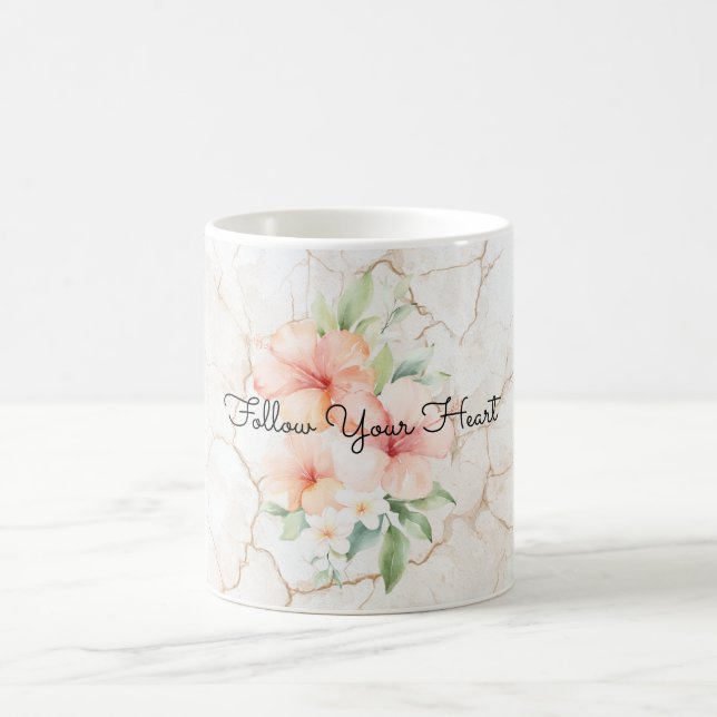 Summer Breeze Blush Peach Hibiscus   Coffee Mug (Center)