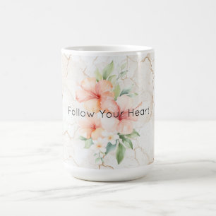 Summer Breeze Blush Peach Hibiscus Coffee Mug