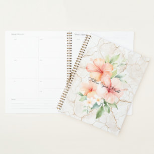 Summer Breeze Blush Peach Hibiscus Planner
