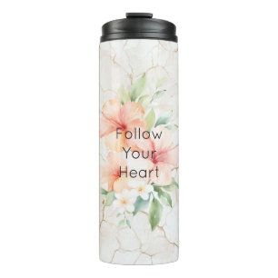 Summer Breeze Blush Peach Hibiscus Thermal Tumbler