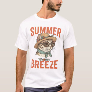 Summer Breeze Cat Vintage Engraving Shirt Design_1