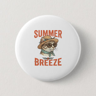 Summer Breeze Cat Vintage Engraving Shirt Design_1 6 Cm Round Badge