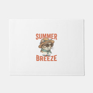 Summer Breeze Cat Vintage Engraving Shirt Design_1 Doormat