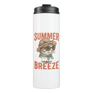 Summer Breeze Cat Vintage Engraving Shirt Design_1 Thermal Tumbler