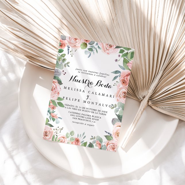 Summer Breeze Floral Nuestra Boda Wedding Invitation (Creator Uploaded)