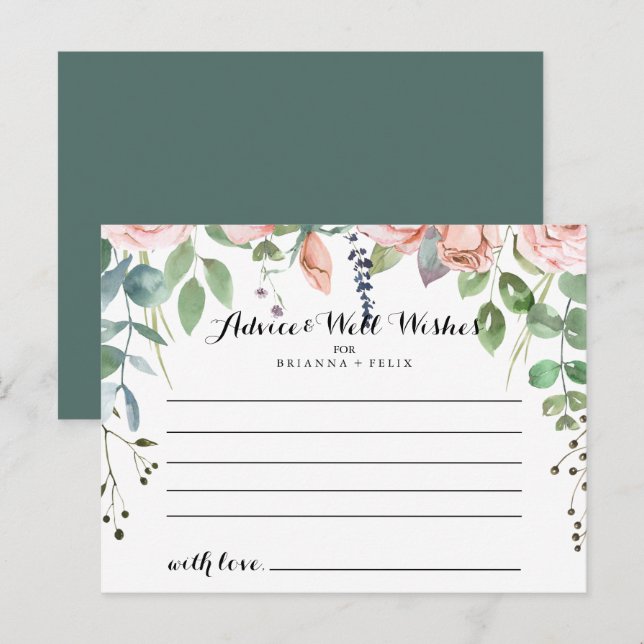 Summer Breeze Floral Wedding Advice Card (Front/Back)