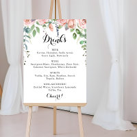 Summer Breeze Floral Wedding Drinks Menu 