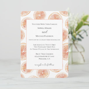 Summer Breeze Grapefruit Wedding Invitation