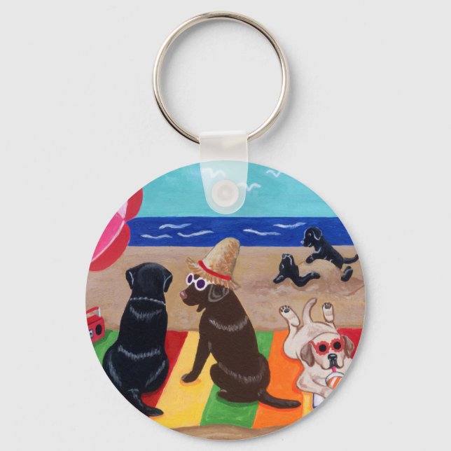 Summer Breeze Labradors Painting Key Ring (Front)
