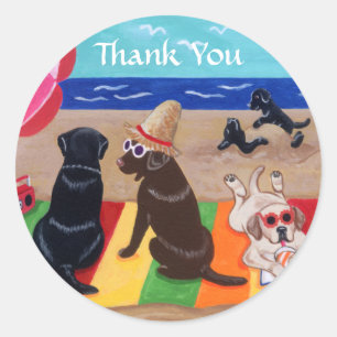 Summer Breeze Labradors Painting Thank You Classic Round Sticker