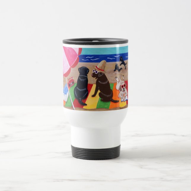 Summer Breeze Labradors Painting Travel Mug (Center)