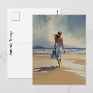 Summer Breeze Makes Me Feel Watercolor Vacation Postcard
