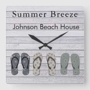 Summer Breeze Personalized Boardwalk Charm Square Wall Clock