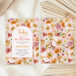 Summer bright floral baby shower girl Invitation