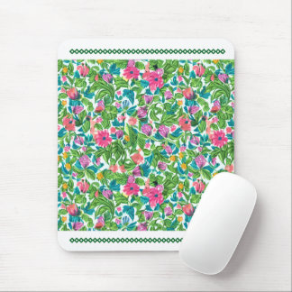 Summer bright flower garden greenery with lace mouse mat