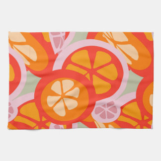 Summer bright fruit of orange grapefruit  tea towel