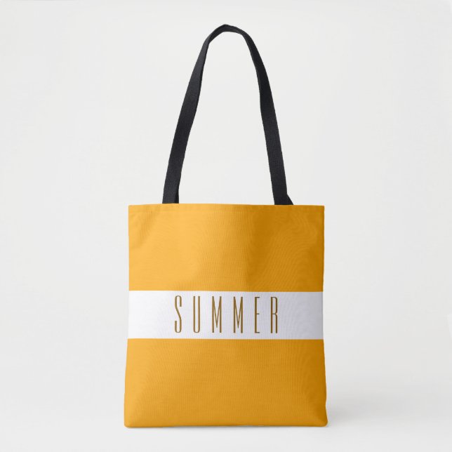 SUMMER Bright Golden Yellow Orange White Stripes  Tote Bag (Front)