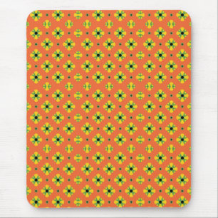 Summer Bright Orange Yellow Green Diamond Pattern  Mouse Mat