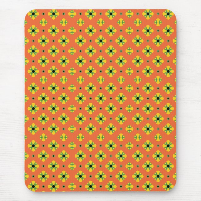 Summer Bright Orange Yellow Green Diamond Pattern  Mouse Mat (Front)