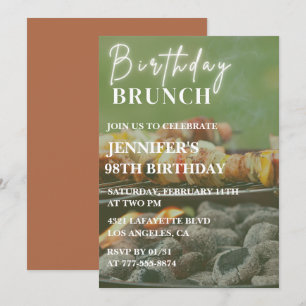 Summer Brunch Bbq Backyard 98th birthday Invitation