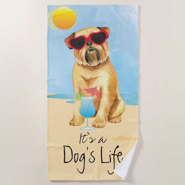 Summer Brussels Griffon Beach Towel (Front)