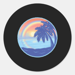 Summer Bubble Ocean Waves Men Women Paradise Graph Classic Round Sticker