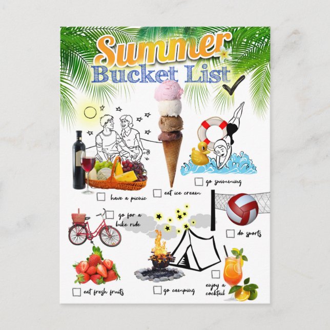 Summer Bucket List Postcard (Front)