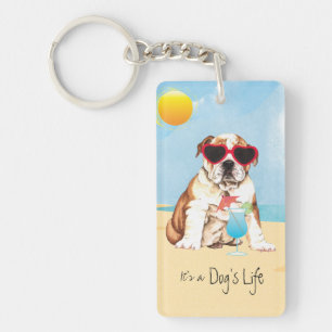 Summer Bulldog Key Ring