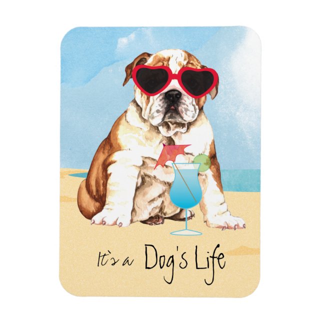 Summer Bulldog Magnet (Vertical)