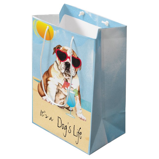 Summer Bulldog Medium Gift Bag (Front Angled)