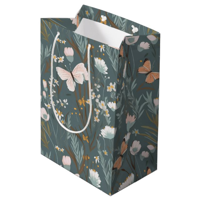 Summer Butterflies and Wildflowers Medium Gift Bag (Back Angled)