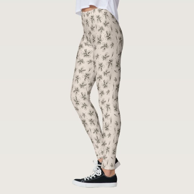 Summer Butterflies Botanical Yoga Pattern Legging (Left)