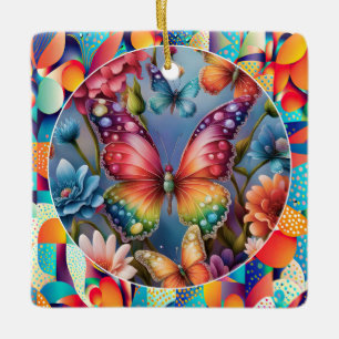 Summer Butterflies Ceramic Ornament