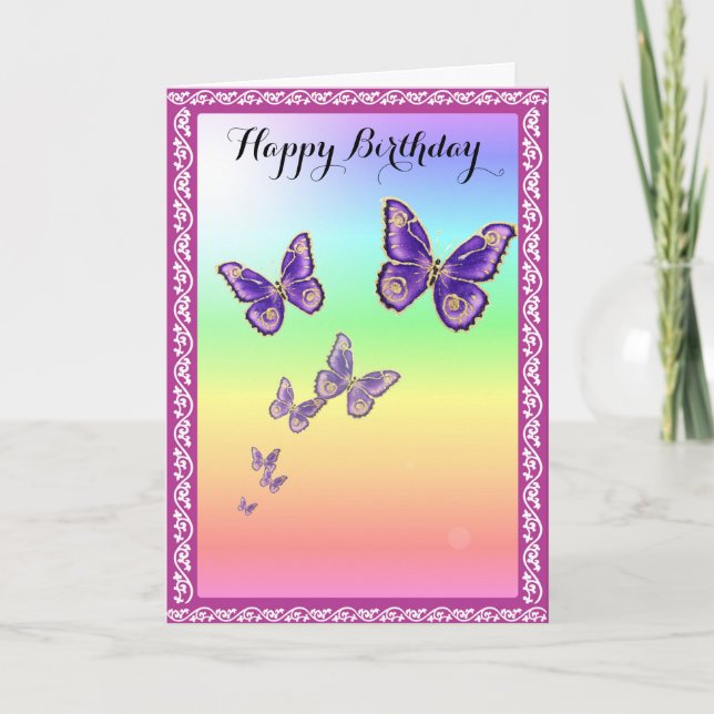 Summer Butterflies.Happy Birthday Card (Front)