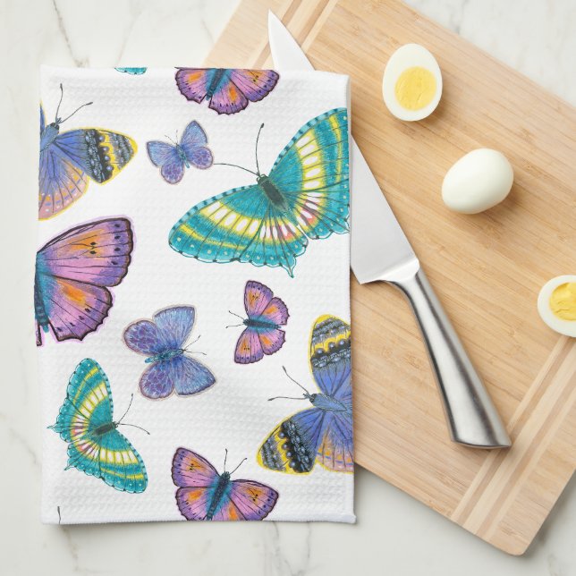 Summer Butterflies Tea Towel (Quarter Fold)