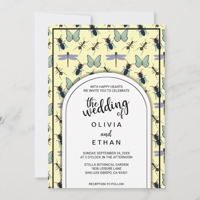 Summer butterfly pattern floral Wedding Invitation (Front)
