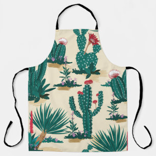 Summer Cactus Blooming Desert Print Apron