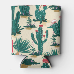 Summer Cactus Blooming Desert Print Can Cooler