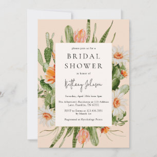 Summer Cactus Floral Bridal Shower Invitation
