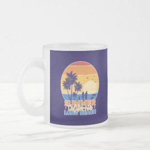 Summer California Long Beach-66594 Frosted Glass Coffee Mug