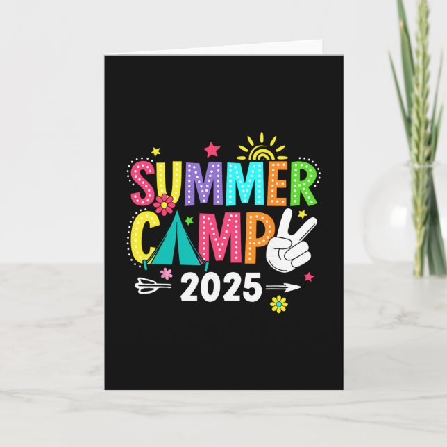 Summer Camp 2025 Camping Campfire Summer Vacation  Card (Front)