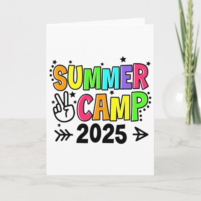 Summer Camp 2025 Camping Campfire Summer Vacation  Card (Front)