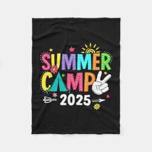 Summer Camp 2025 Camping Campfire Summer Vacation Fleece Blanket