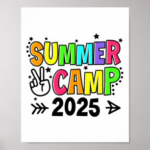 Summer Camp 2025 Camping Campfire Summer Vacation Poster